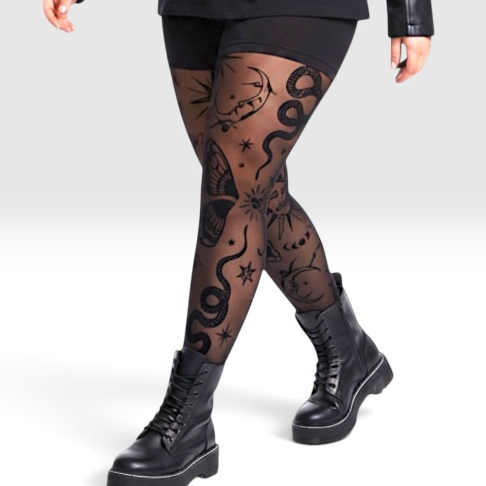TORRID "Serpent Celestial" Black Flocked Leggings w/Attached Shorts NWT Size 1X - Picture 3 of 12